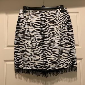#3/1 mini  skirt animal print beaded hem,length 16”, waist circumference 28”
